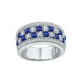 thumbnail image 1 of Sterling Silver Womens Round Lab-Created Blue Sapphire Band Ring 2-3/8 Cttw, 1 of 1