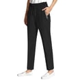 thumbnail image 2 of Women's Pants BWASD Casual Straight Leg Trousers with Pockets Adjustable Slim-Fit Stretchy Cropped Tapered Black S-XXXL Business Office Outfit Ladies Slacks, 2 of 9