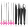 MSDADA Silicone Resin Mold Tool Kit 11Pcs, Tweezers, Stirring Bar, Needles, Spoons, Dropper for DIY Epoxy Resin Casting Craft(Red)