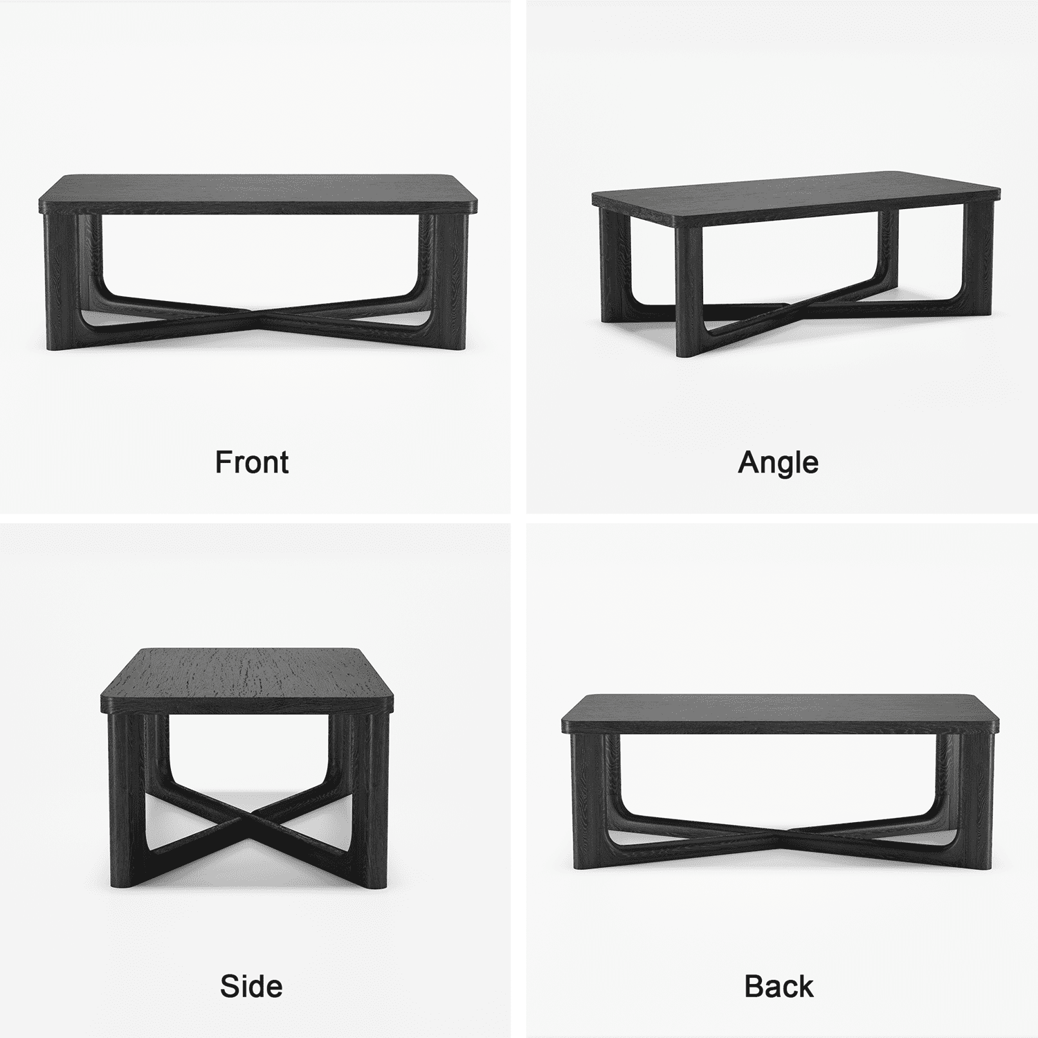 50"x26"x18" Modern Rectangle Wood Coffee Table for Livingroom,Black