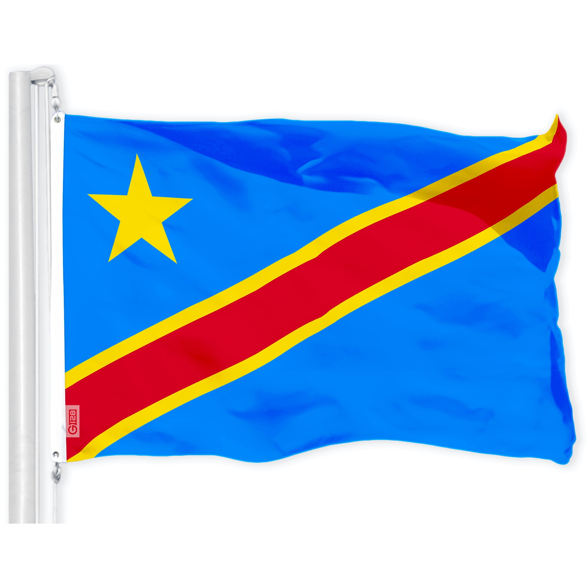 G128 Combo Pack: American USA Flag 3x5 Ft & DR Congo Flag 3x5 Ft, Both Printed 150D Polyester, Indoor/Outdoor, Brass Grommets