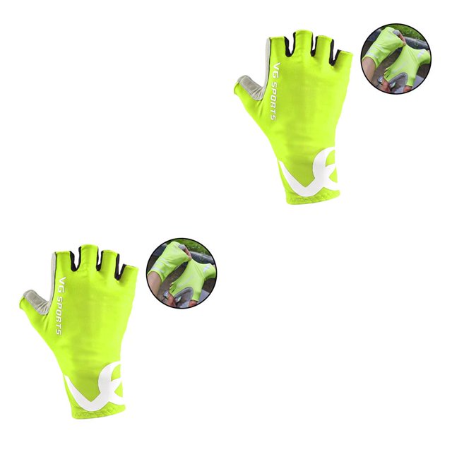 Greeniant Ciclismo Mitten Medio dedo Shock Padded Glove Anti Portable Riding Fingerless Guantes de bicicleta a prueba de golpes amarillo S 2Conjunto