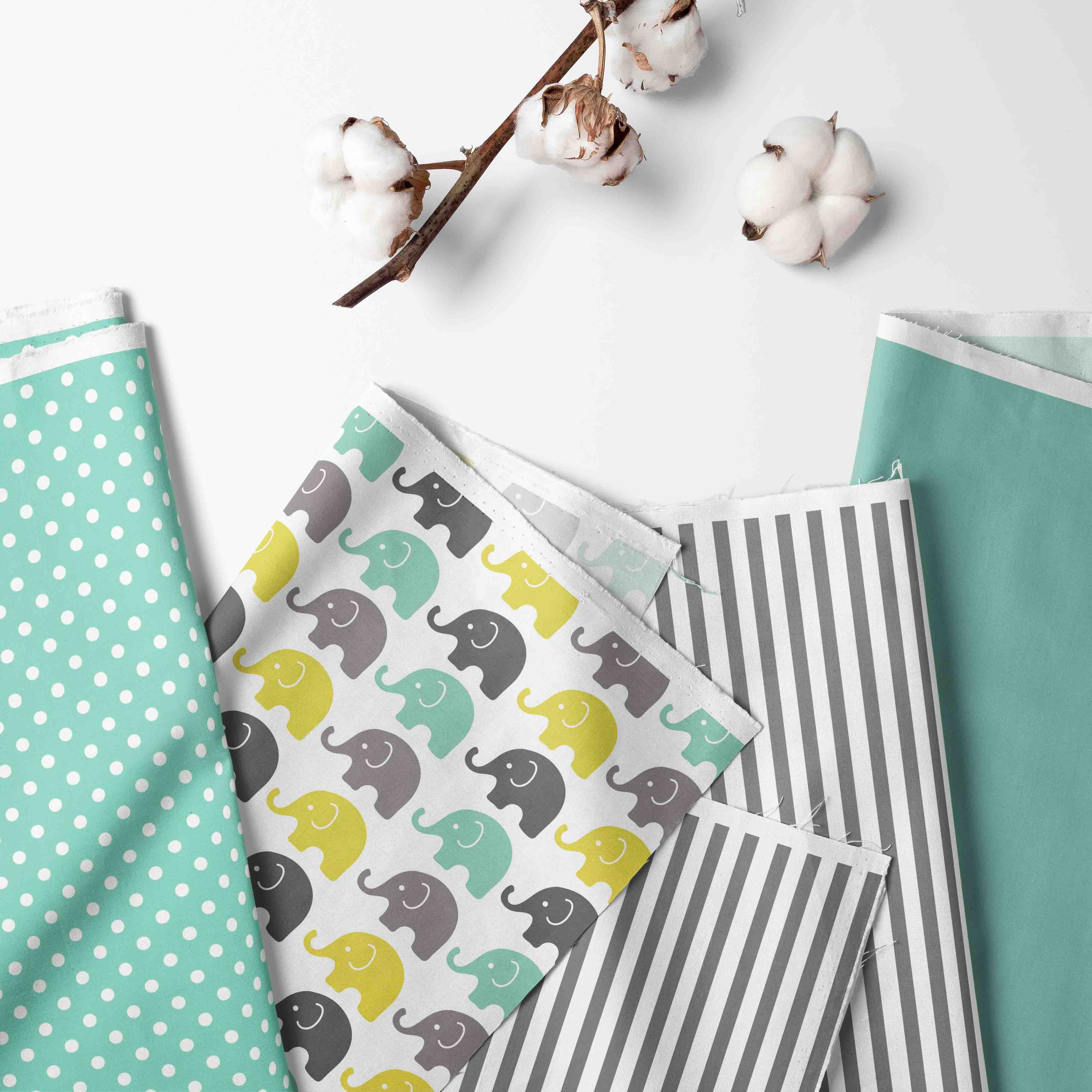 Bacati - Elephants Mint/Yellow/Grey Mini Crib Bedding Set