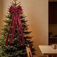 thumbnail image 4 of Christmas Tree Bow Ornaments, 47.24X11.81" Burgundy Velvet Large Pre‑Tied Holiday Bows, Gold‑Trimmed Xmas Decorative Bows with Long Streamers, Luxury Velvet Hanging Bow Decorations, Festive Big Bow, 4 of 7
