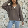 thumbnail image 7 of HOMBOM Crew Neck Lightweight Sweaters for Women Coffee Long Sleeve Solid Casual Cable Knit Sweaters L, 7 of 7