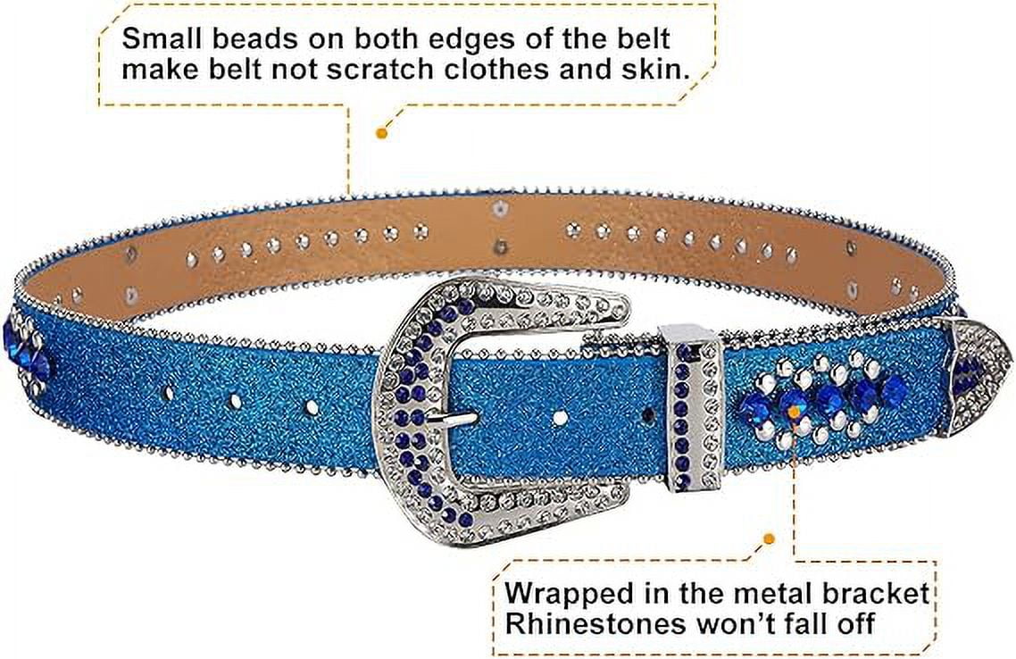 Rhinestone Belt for Men and Women, Western Cowgirl Cowboy Bling Studded Diamond Belt Faux Leather Belt for Jeans Pants Dress