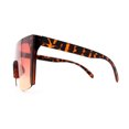 thumbnail image 3 of Womens Oversize High Temple Flat Top Shield Diva Sunglasses Tortoise Red Orange, 3 of 4