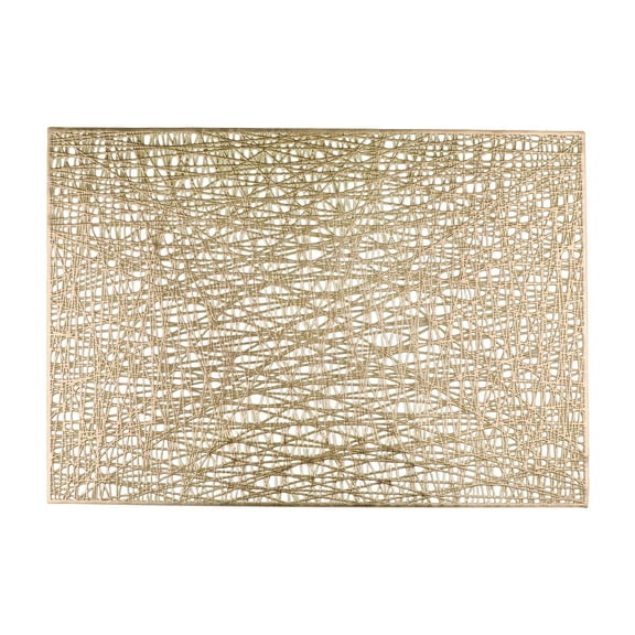 Minimalist Placemat 45X30Cm Gold， Placemats Vinyl Rectangle Metallic Wipeable Place Mats Washable Non Stain Hollow Kitchen Dining Table Mats for Wedding Decoration