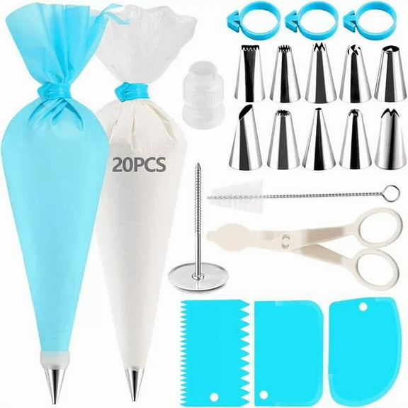 Piping Bags and Tips Set Cake DIY Decorating Kit with Stainless Steel Nozzle Reusable Silicone Pastry Cake Decorating Tools