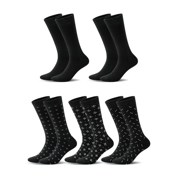 ARWSER 5 Pairs Men's Business Socks Breathable Casual Classic Pattern Dress Crew Socks for Office and Business Wear