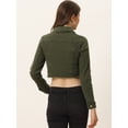thumbnail image 4 of Chaqueta vaquera Allegra K recortada lavada con botones deshilachados Verde Oliva M, 4 of 6