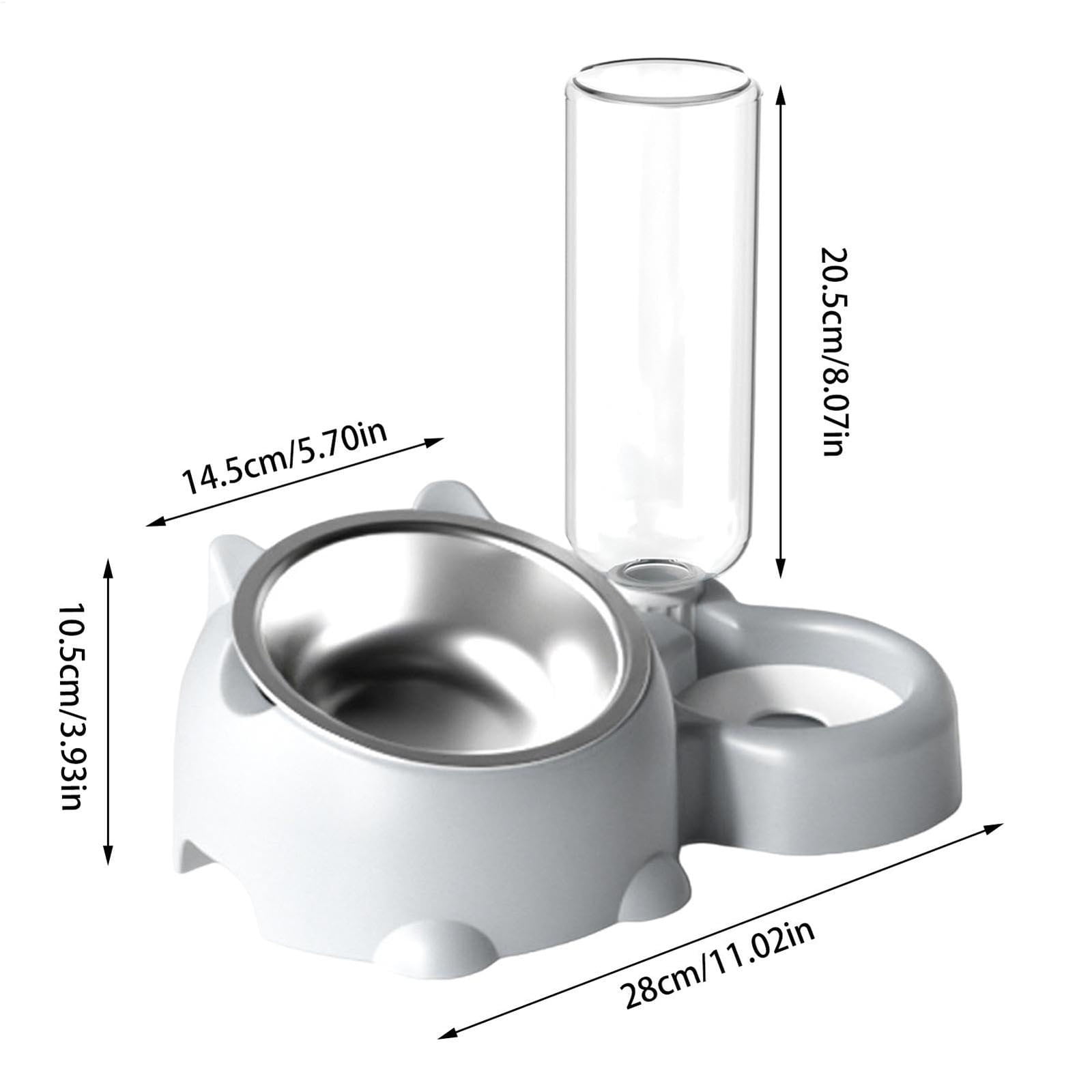Double Pet Bowl Set with Automatic Water Dispenser - Stainless Steel Detachable Food & Water Bowls for Cats/Dogs - No-Spill Gravity Feeder for Puppies, Kittens & Small Pets