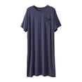 thumbnail image 6 of QSAWXQZ Men's Sleepshirt Crew Neck Short Sleeve Knee Length Breathable Lounge Nightshirt Sleepwear with Pocket XL, 6 of 9