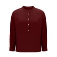 thumbnail image 4 of Timegard Long Sleeve Tops for Women Stand Collar Button Drop Shoulder Loose Lightweight Casual Travel Shirts Tops, 4 of 5