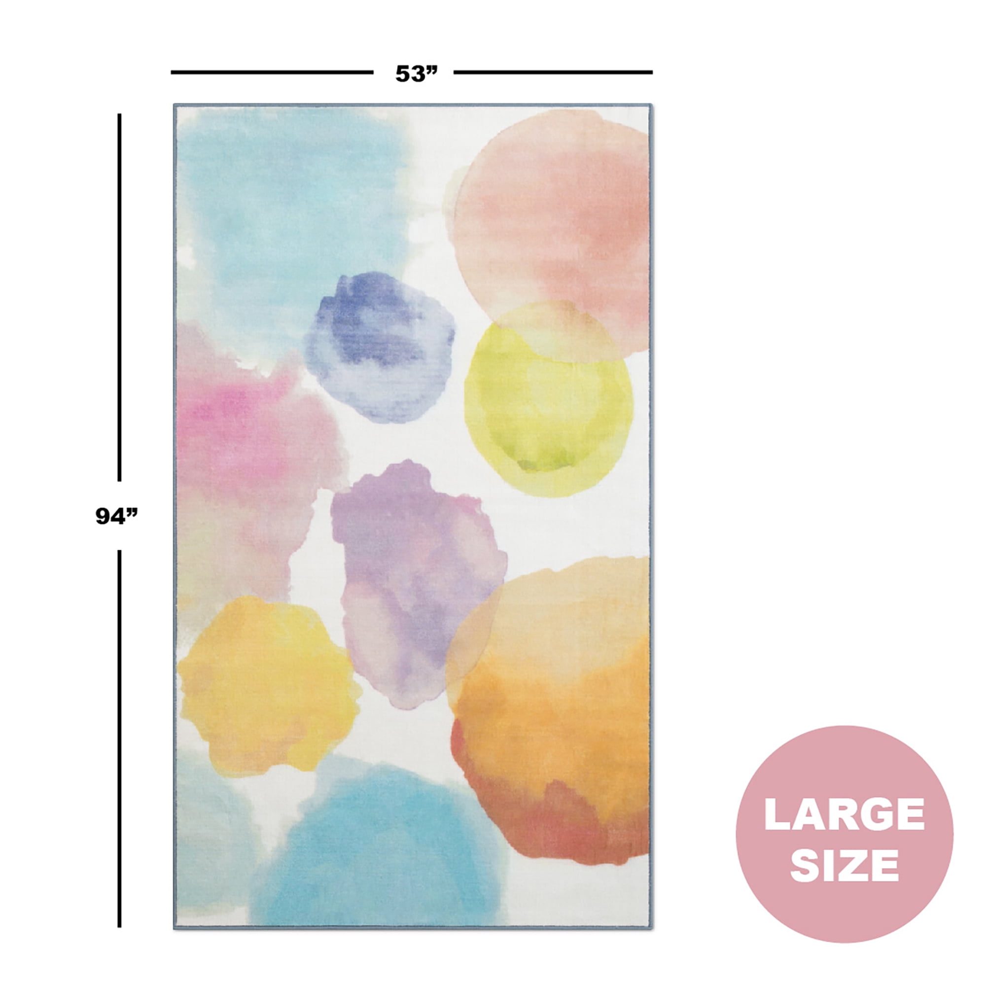 Delta Children Kids Watercolor Rectangle Area Rug, 53-Inch x 59-Inch, Multi Color
