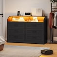 thumbnail image 2 of Afuhokles Dresser for Bedroom, 6 Drawer Dresser with LED Lights, Chest of Drawers with Storage Cubby, Black, 2 of 7