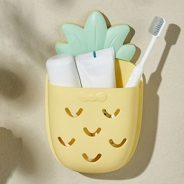Organizador de Cubiertos de Plástico con Jaula de Drenaje, Caja de Almacenamiento de Utensilios con Agujeros Redondos para Cocina, Bar, Tienda de Té con Leche, 21.3x12.4x6.8cm Amarillo
