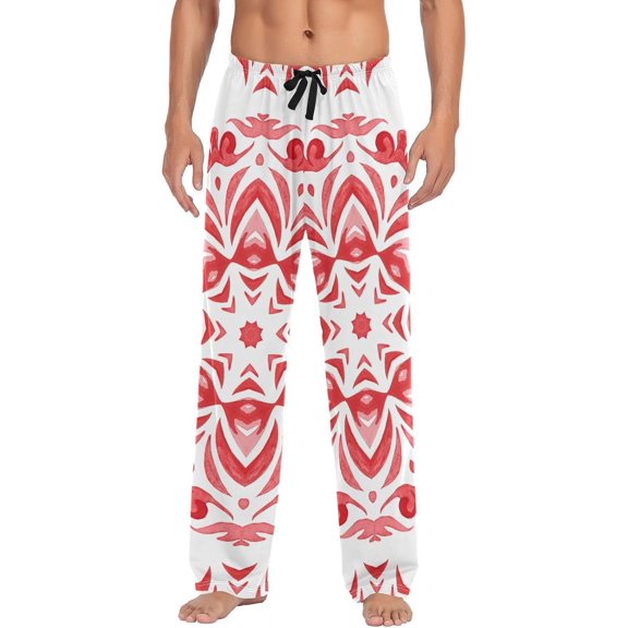 Christmas Watercolor Damask Ghost Pajama Pants Men's Lounge Pants Light with Drawstring and Pockets