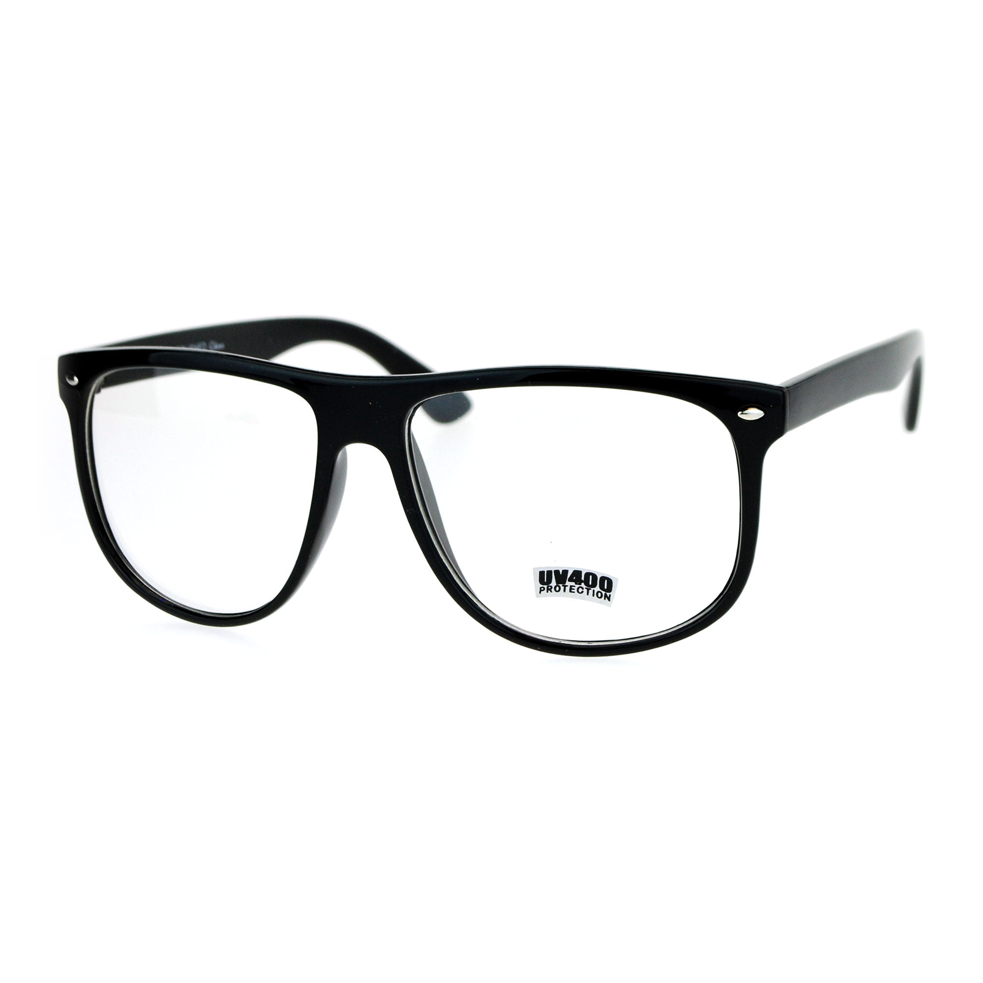 SA106 Womens Flat Lens Oversize Horn Rim Clear Lens Eye Glasses 