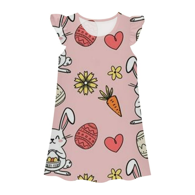 Pyjamas Bébé Enfants Filles Mode Mignon Imprimé Robe Décontractée Été Tout-Petits Vêtements de Maison Pyjamas Mignons Pyjama Ado Fille Rose 9 Ans-10 Ans