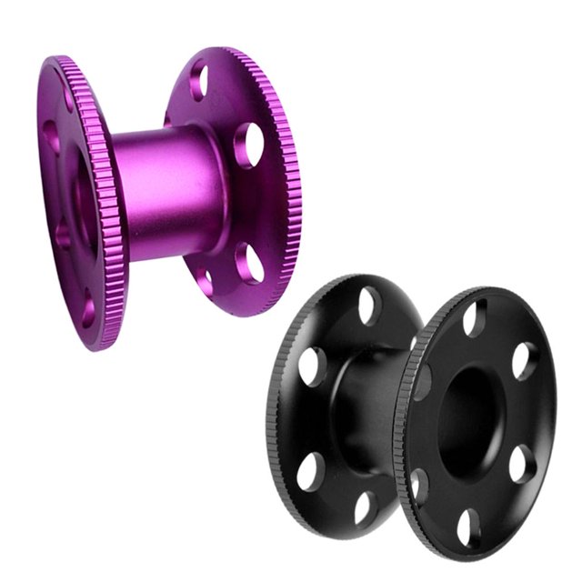 Ximing 2pcs Mixed Color Set Aluminum Alloy Scuba Dive Finger Spool Snorkeling Guide Line Reel 3.3" X 2" Black
