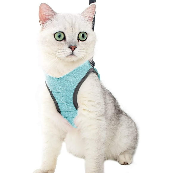Harnais pour Chat - Ensemble de Harnais et Laisse Chat Ultra-Léger Harnais Chaton Réglable Anti-Fuite pour Chiot Lapin Furet VERT S