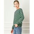 thumbnail image 4 of Blusa de punto de Lunares Allegra K de Manga Larga con cuello redondo Elástico Invierno otoño para Mujer Verde S, 4 of 6