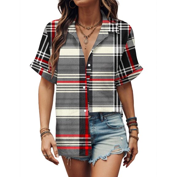 ChaoHeng Plus Size Tops Short Sleeve Summer Blouses Plus Size Women's Floral Print Fashion Button Shirt Female Lapel Neck Loose T-shirt Blouse