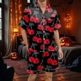 thumbnail image 2 of Xmyrz Halloween Pajamas For Men Set Short Sleeve Ghost Relaxed Fit Button Up Softable Print Loungewear Casual Trendy Pumpkin Pj'S Sleepwear Outfit, 2 of 4