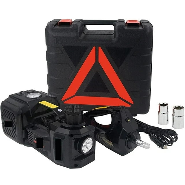 12V 3 In 1 Electric Car Jack Kit 5Ton Electric Hydraulic Jack With Impact Wrench Compressor LED Light Portable Lift Tool For Car ,Robust Construction