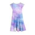 thumbnail image 4 of KkSLirnhs 12Y Girls Dresses 6-12 Girls Dresses Size 10 Rainbow Gradient Girls' Cotton Dress - Stylish Short Sleeve Tie-Dye Midi Length Summer Play Dress Purple, 4 of 4