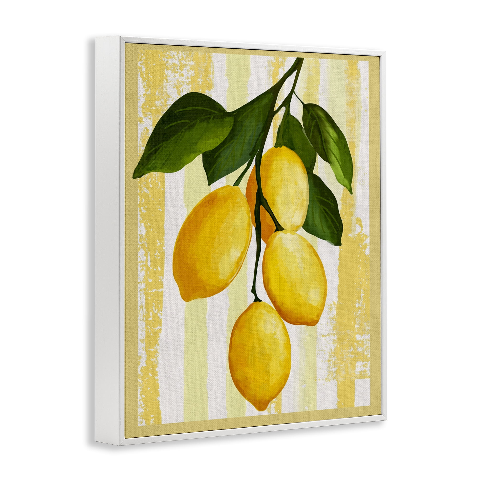 Stupell Industries Lemons on Green Branch White Framed Giclee Art, design by Yen