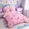 thumbnail image 2 of Manfei Animal Axolotl 7-Piece King Bedding,Watercolor Amphibian King Bed in a Bag,Pink Reversible, 2 of 7