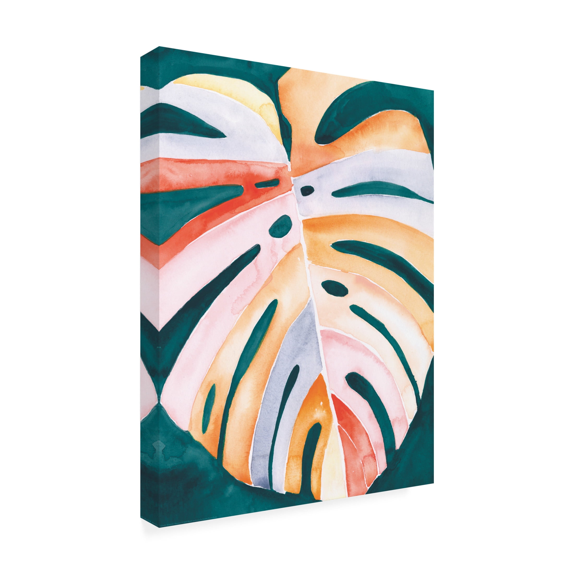 Canvas Wall Art - Jennifer Paxton Parker 'Multicolor Monstera I' Wall Art for Living Room, Bedroom, or Office Décor by Trademark Fine Art - 35 x 47 Inches