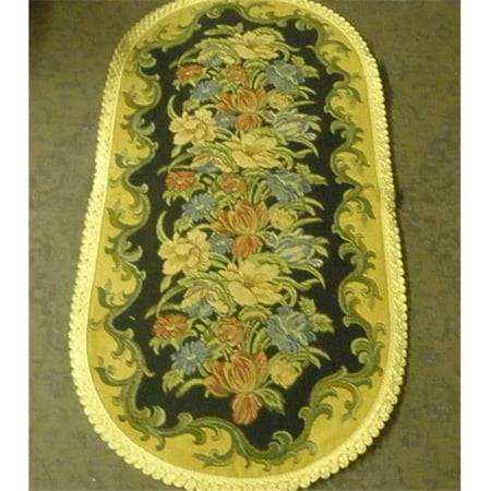 

14 x 46 in. Begium Table Runner Dhalia Navy Blue