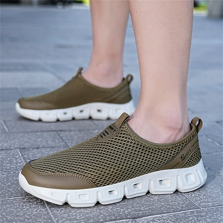 

Vedolay Summer Sneakers Men s Soft Flats Sneakers Slip On Comfortable Lightweight Non-Slip Boat Shoes Khaki 8.5