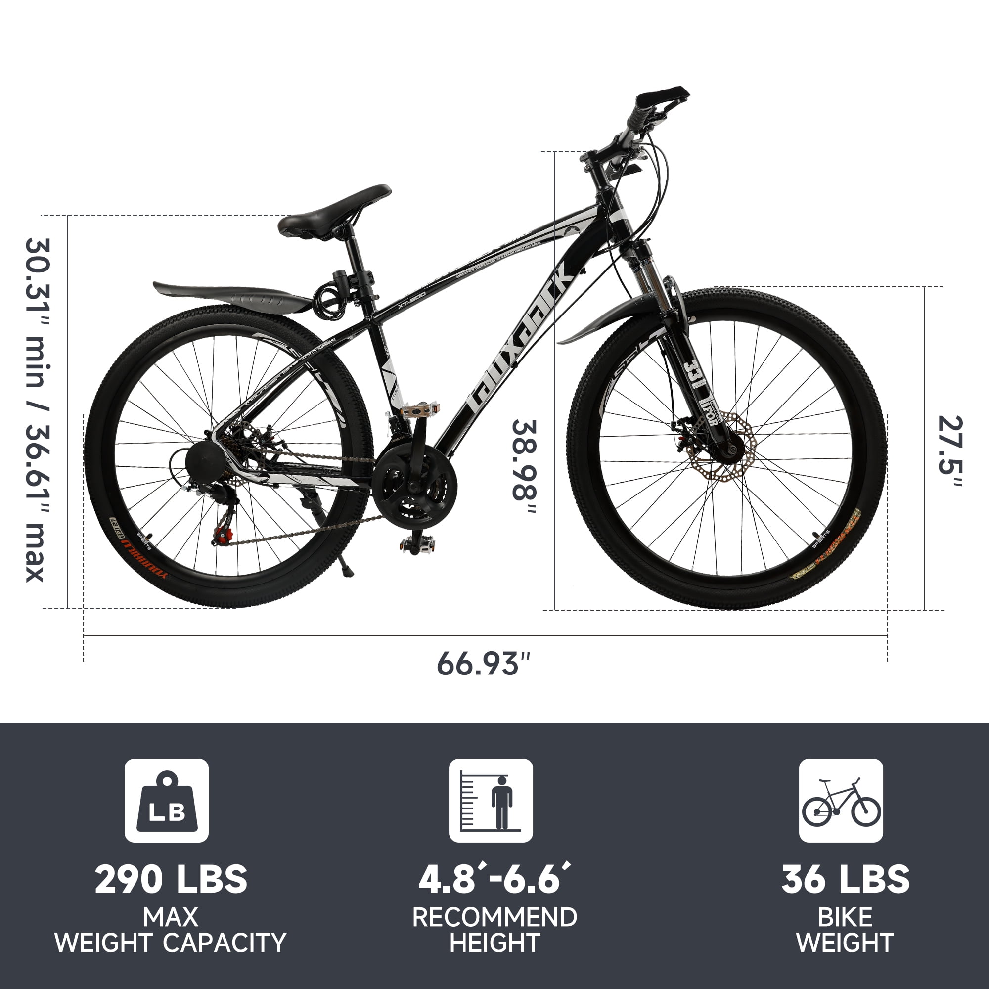 Mountain Bike, 27.5 Inch Shimano 21 Speed, Dual Disc Brake Bike for Men Womens Adult, Front Suspension Bicycle