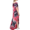 thumbnail image 3 of Vestido maxi casual para mujer con escote en V y teñido anudado con bolsillos, talla M, 3 of 4