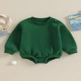 thumbnail image 2 of Combinaison pour Bébé Garçon Fille en Molleton, Chandail à Col Rond, Combinaison, Uni, Manches Longues, Chandail Bouffant, Cache-Couche, Tenue d'Automne Hiver, 2 of 9