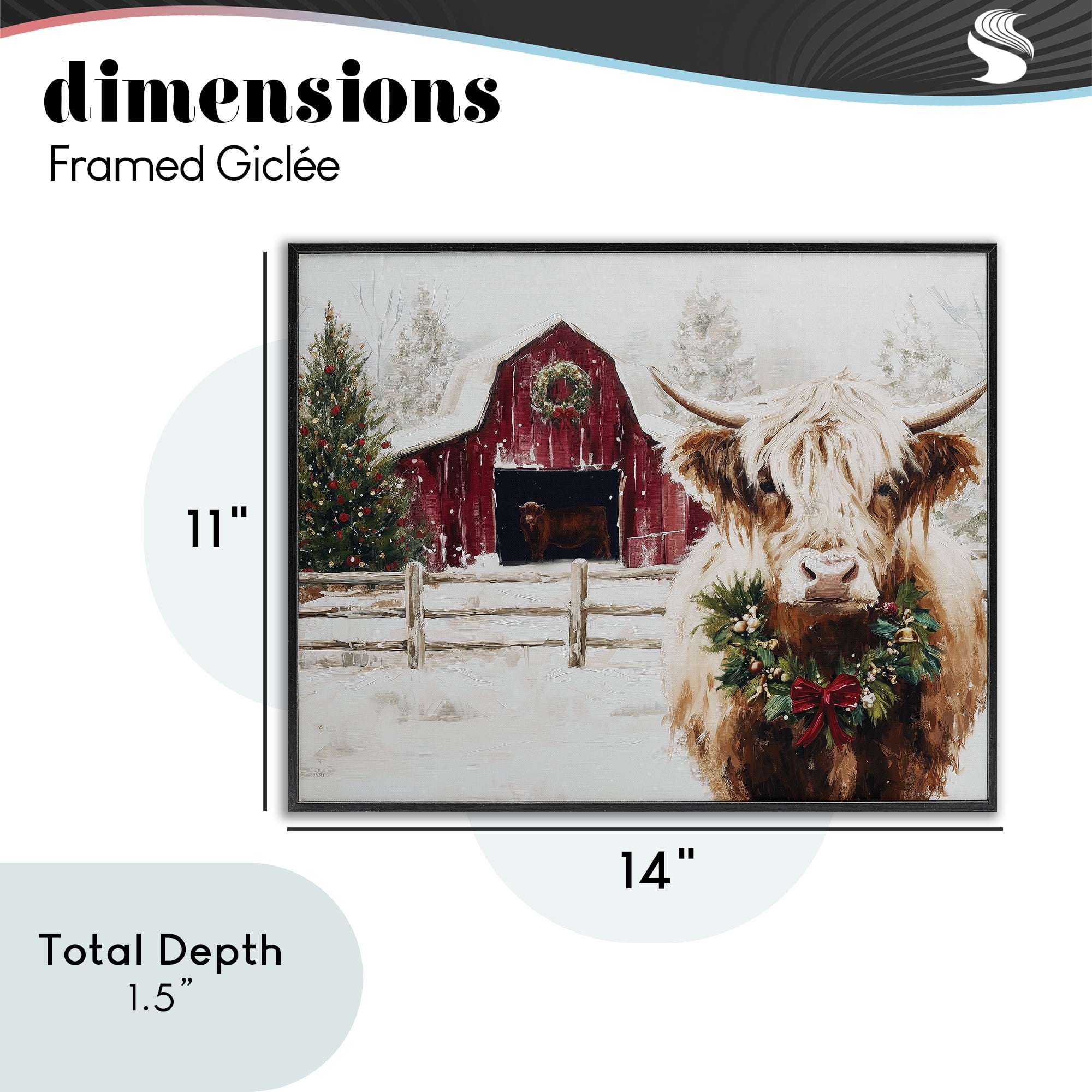 Stupell Industries Snowy Farm Scene Cattle Black Framed Giclee Art, design by Acorn & Ivory Designs