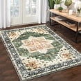 thumbnail image 7 of Machine Washable Area Rug 4' x 6', Non Slip Backing Low Pile Rugs Boho Vintage Foldable Stain Resistant Indoor Carpet for Bedroom Living Room Playroom, Green, 7 of 7