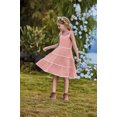 thumbnail image 2 of Arshiner Girls Bow-Tie Straps Smocked Backless Tiered Sundress with Pockets | Girls Summer Sleeveless Flowy Swing Lace Tiered Midi Dress for Kids 5-12 Years, 2 of 5