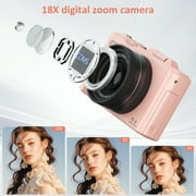 XLURC 5K Digital Camera for Photography with Wifi, 75MP Vlogging Camera for YouTube with 3 180° Flip Screen, 18X Digital Zoom with 32GB Micro SD Card & 2 Batteries (Pink)