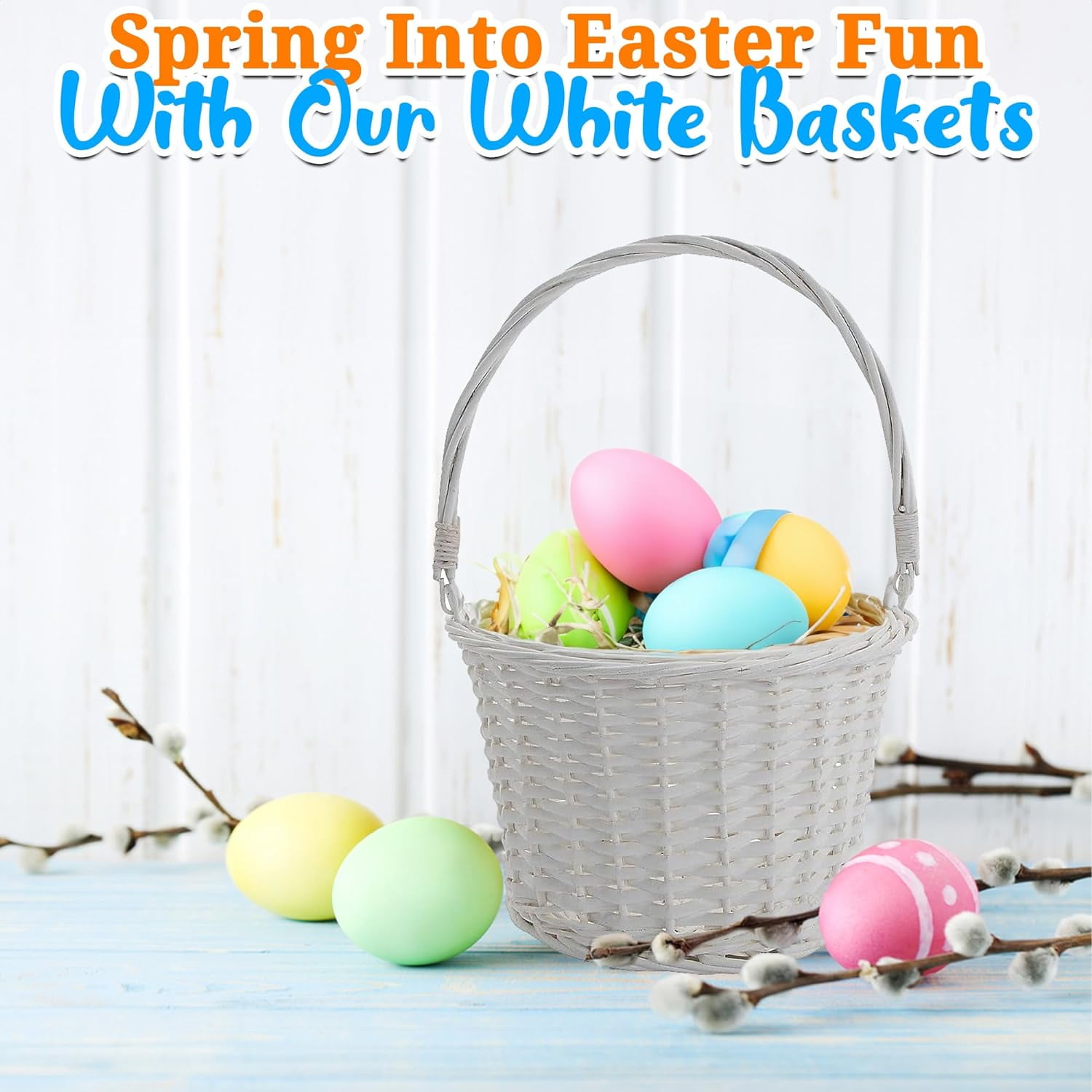 Fun Express 12 Inch White Wooden Easter Basket