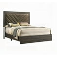 thumbnail image 3 of Queen Size Bed Bedroom Set - Upholstered Headboard, Rubberwood, Gray Rustic Finish, 3 of 9