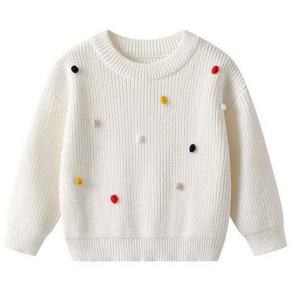 Gibobby Toddler Baby Boy Girl Sweater Checkerboard Knit Crewneck Sweatshirt Soft Warm Fall Winter Clothes,White,3-4 Years