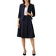 thumbnail image 1 of Conjuntos de traje de falda inspiradores Chic para mujeres, 2 piezas, oficina, chaqueta de blazer de 3/4 de manga, faldas plisadas, L azul oscuro, 1 of 6