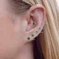 thumbnail image 2 of ERICAJEWELS Round Green CZ Stud Earrings,Prong Solitaire for Cartilage,Tragus,Conch,Rose Gold, 2 of 4