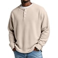 thumbnail image 2 of Hearthz S-4XL Men's Long Sleeve Shirt Henley Waffle Knit Sweatshirts for Men Casual Loose Athletic Warm Knitted Sweaters Pullover, 2 of 7
