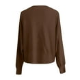thumbnail image 4 of WTOBBY Women's Fashion Oversized Knit Cardigan Sweater with Buttons Long Sleeves Solid Color Jacket, Comfortable and Stylish Top for Layering in Cool Weather,Coffee L, 4 of 5